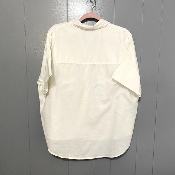 NEW Madewell White Cotton Courier Button DownOversized Boxy Classic Shirt L - Picture 8 of 9